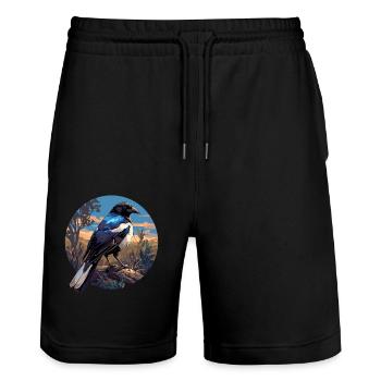 Elstern Elster - Stanley/Stella Unisex Bio Joggingshorts Trainer  - Schwarz - Vorne - Nik (191cm) & Marisol (170cm)