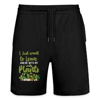 Plant Lover Gardening I Just Want - Stanley/Stella Unisex Bio Joggingshorts Trainer  - Schwarz - Vorne - Nik (191cm) & Marisol (170cm)