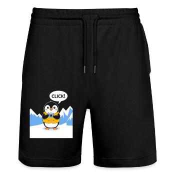 Funny Penguin Photographer Click Moment - Stanley/Stella Trainer Unisex Organic Jogging Shorts - black - Front - Nik (191cm) & Marisol (170cm)