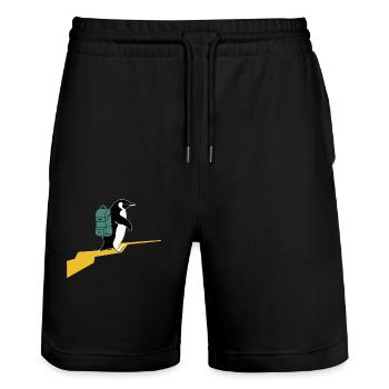 Penguin Hiker With Backpack Hiking Hiker - Stanley/Stella Trainer Unisex Organic Jogging Shorts - black - Front - Nik (191cm) & Marisol (170cm)