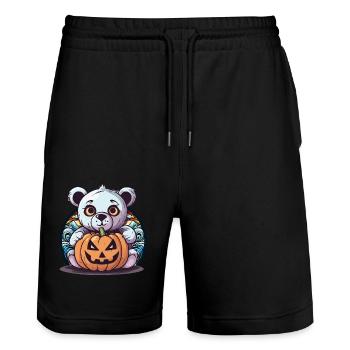 Halloween Enfant Enfants Teddy Citrouille Ours Magique - Short de jogging bio TRAINER Stanley/Stella unisexe - noir - Devant - Nik (191cm) & Marisol (170cm)