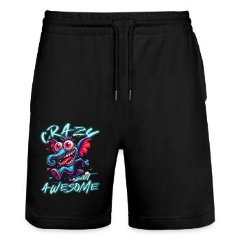Crazy but Awesome Elephant Comic Style - Stanley/Stella Trainer Unisex Organic Jogging Shorts - black - Front - Nik (191cm) & Marisol (170cm)