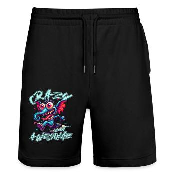 Crazy but Awesome Elephant Comic Style - Stanley/Stella Trainer Unisex Organic Jogging Shorts - black - Front - Nik (191cm) & Marisol (170cm)