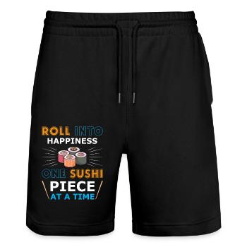 Sushi Japan Essen Sushi-Mahlzeit - Stanley/Stella Unisex Bio Joggingshorts Trainer  - Schwarz - Vorne - Nik (191cm) & Marisol (170cm)