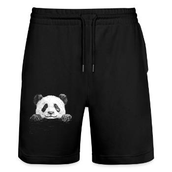 Panda - Stanley/Stella Unisex Bio Joggingshorts Trainer  - Schwarz - Vorne - Nik (191cm) & Marisol (170cm)