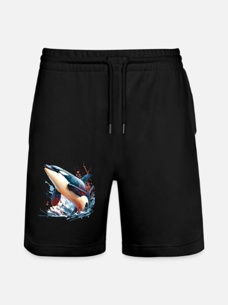 Orca Killer Whale - Stanley/Stella Trainer Unisex Organic Jogging Shorts - black