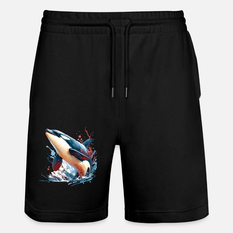 Orca Killer Whale - Stanley/Stella Trainer Unisex Organic Jogging Shorts - black