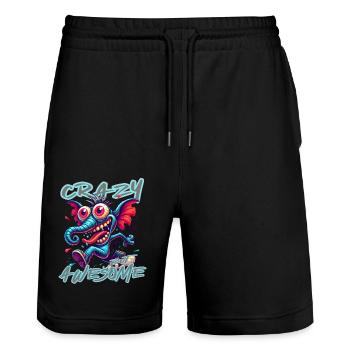Crazy but Awesome Elefant Comic Stil - Stanley/Stella Unisex Bio Joggingshorts Trainer  - Schwarz - Vorne - Nik (191cm) & Marisol (170cm)