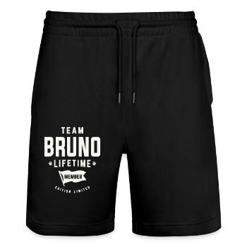 Team Bruno Lebenslanges Mitglied Lustiger Name Bruno - Stanley/Stella Unisex Bio Joggingshorts Trainer  - Schwarz - Vorne - Nik (191cm) & Marisol (170cm)