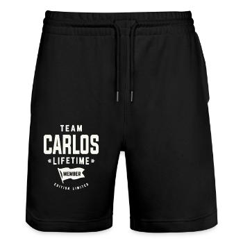 Team Carlos Lifetime Member Funny Name Carlos - Stanley/Stella Trainer Unisex Organic Jogging Shorts - black - Front - Nik (191cm) & Marisol (170cm)