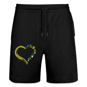 Plant Lover Gardening Heart - Stanley/Stella Trainer Unisex Organic Jogging Shorts - black - Front - Nik (191cm) & Marisol (170cm)
