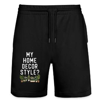 Plant Lover Gardening My Home - Stanley/Stella Trainer Unisex Organic Jogging Shorts - black - Front - Nik (191cm) & Marisol (170cm)