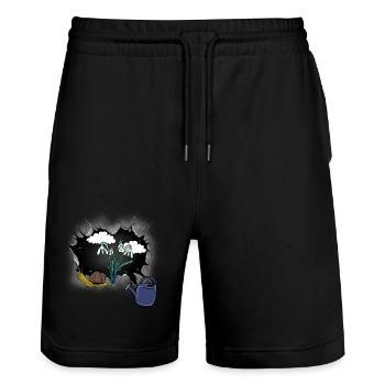 perce-neige fleur escargot escargot - Short de jogging bio TRAINER Stanley/Stella unisexe - noir - Devant - Nik (191cm) & Marisol (170cm)