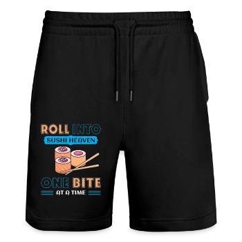 Sushi Japan Essen Sushi-Mahlzeit - Stanley/Stella Unisex Bio Joggingshorts Trainer  - Schwarz - Vorne - Nik (191cm) & Marisol (170cm)