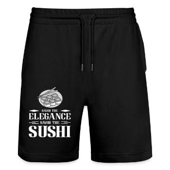 Sushi Japan Essen Sushi-Mahlzeit - Stanley/Stella Unisex Bio Joggingshorts Trainer  - Schwarz - Vorne - Nik (191cm) & Marisol (170cm)