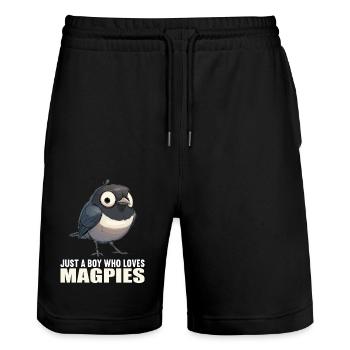Magpies Magpie - Stanley/Stella Trainer Unisex Organic Jogging Shorts - black - Front - Nik (191cm) & Marisol (170cm)
