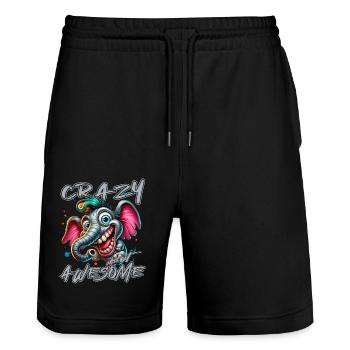 Crazy but Awesome Elefant Comic Stil - Stanley/Stella Unisex Bio Joggingshorts Trainer  - Schwarz - Vorne - Nik (191cm) & Marisol (170cm)