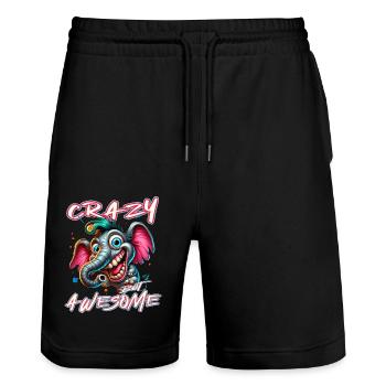 Crazy but Awesome Elephant Comic Style - Stanley/Stella Trainer Unisex Organic Jogging Shorts - black - Front - Nik (191cm) & Marisol (170cm)