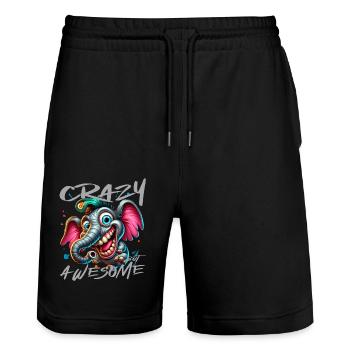Crazy but Awesome Elefant Comic Stil - Stanley/Stella Unisex Bio Joggingshorts Trainer  - Schwarz - Vorne - Nik (191cm) & Marisol (170cm)
