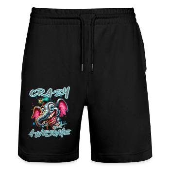 Crazy but Awesome Elephant Comic Style - Stanley/Stella Trainer Unisex Organic Jogging Shorts - black - Front - Nik (191cm) & Marisol (170cm)