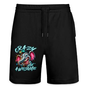 Crazy but Awesome Elefant Comic Stil - Stanley/Stella Unisex Bio Joggingshorts Trainer  - Schwarz - Vorne - Nik (191cm) & Marisol (170cm)