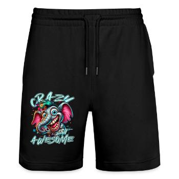 Crazy but Awesome Elefant Comic Stil - Stanley/Stella Unisex Bio Joggingshorts Trainer  - Schwarz - Vorne - Nik (191cm) & Marisol (170cm)