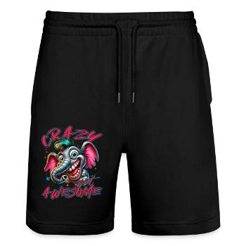 Crazy but Awesome Elefant Comic Stil - Stanley/Stella Unisex Bio Joggingshorts Trainer  - Schwarz - Vorne - Nik (191cm) & Marisol (170cm)