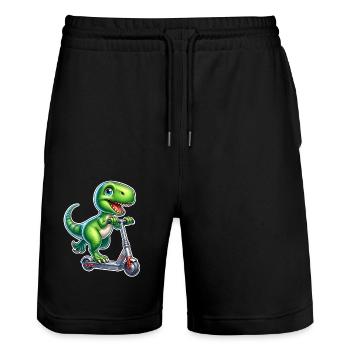 E-Scooter E-Roller T Rex Dino Scooter - Stanley/Stella Trainer Unisex Organic Jogging Shorts - black - Front - Nik (191cm) & Marisol (170cm)