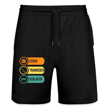 Hockey Players Hockey - Stanley/Stella Trainer Unisex Organic Jogging Shorts - black - Front - Nik (191cm) & Marisol (170cm)