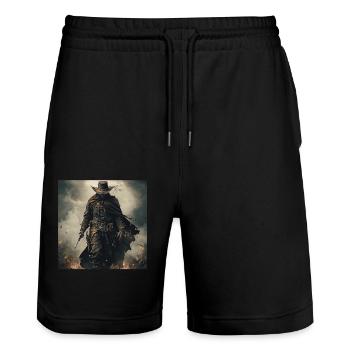Cowboy - Stanley/Stella Unisex Bio Joggingshorts Trainer  - Schwarz - Vorne - Nik (191cm) & Marisol (170cm)