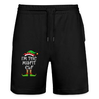 I'm The Misfit Elf Shirt Matching Family Christmas - Stanley/Stella Trainer Unisex Organic Jogging Shorts - black - Front - Nik (191cm) & Marisol (170cm)