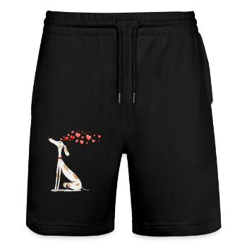 Dog Dog Love Valentine's Day Podenco Dog Owner - Stanley/Stella Trainer Unisex Organic Jogging Shorts - black - Front - Nik (191cm) & Marisol (170cm)