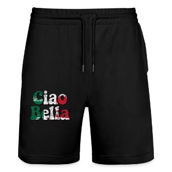 Ciao Bella - Stanley/Stella Unisex Bio Joggingshorts Trainer  - Schwarz - Vorne - Nik (191cm) & Marisol (170cm)