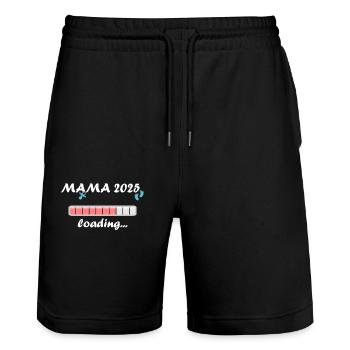 Mama 2025 Geschenk Frauen Damen Mutter Schwanger - Stanley/Stella Unisex Bio Joggingshorts Trainer  - Schwarz - Vorne - Nik (191cm) & Marisol (170cm)