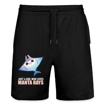 Raies manta Raies manta - Short de jogging bio TRAINER Stanley/Stella unisexe - noir - Devant - Nik (191cm) & Marisol (170cm)