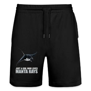 Raies manta Raies manta - Short de jogging bio TRAINER Stanley/Stella unisexe - noir - Devant - Nik (191cm) & Marisol (170cm)