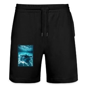 Raies manta Raies manta - Short de jogging bio TRAINER Stanley/Stella unisexe - noir - Devant - Nik (191cm) & Marisol (170cm)
