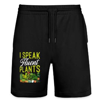 Amateur de plantes jardinage Je parle - Short de jogging bio TRAINER Stanley/Stella unisexe - noir - Devant - Nik (191cm) & Marisol (170cm)