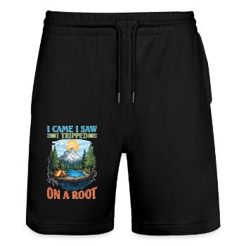 I Came I Saw I Tripped On A Root 16 - Stanley/Stella Unisex Bio Joggingshorts Trainer  - Schwarz - Vorne - Nik (191cm) & Marisol (170cm)