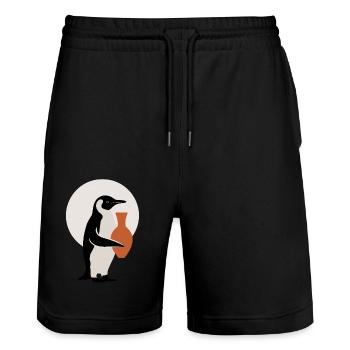 Penguin with Ceramic Vase Artistic Pottery - Stanley/Stella Trainer Unisex Organic Jogging Shorts - black - Front - Nik (191cm) & Marisol (170cm)