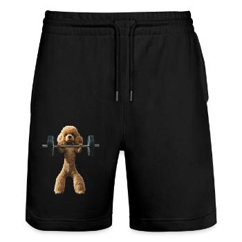 Pudel - Stanley/Stella Unisex Bio Joggingshorts Trainer  - Schwarz - Vorne - Nik (191cm) & Marisol (170cm)
