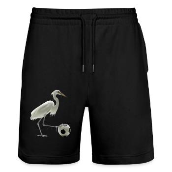 Reiher Vogel - Stanley/Stella Unisex Bio Joggingshorts Trainer  - Schwarz - Vorne - Nik (191cm) & Marisol (170cm)