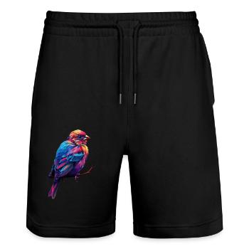 Finch Bird - Stanley/Stella Unisex Bio Joggingshorts Trainer  - Schwarz - Vorne - Nik (191cm) & Marisol (170cm)