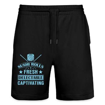 Sushi Japan Essen Sushi-Mahlzeit - Stanley/Stella Unisex Bio Joggingshorts Trainer  - Schwarz - Vorne - Nik (191cm) & Marisol (170cm)