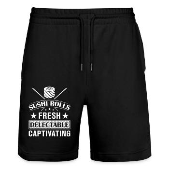 Sushi Japan Essen Sushi-Mahlzeit - Stanley/Stella Unisex Bio Joggingshorts Trainer  - Schwarz - Vorne - Nik (191cm) & Marisol (170cm)