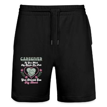 Caregiver If You Think My Hands Are Full Carer Car - Stanley/Stella Trainer Unisex Organic Jogging Shorts - black - Front - Nik (191cm) & Marisol (170cm)