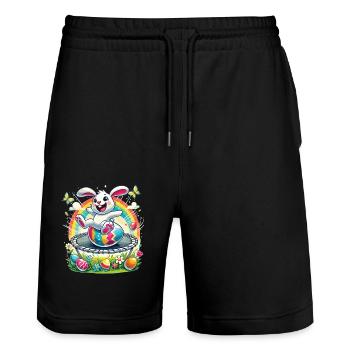 Easter Happy Easter Easter Bunny Easter Egg Spring - Stanley/Stella Trainer Unisex Organic Jogging Shorts - black - Front - Nik (191cm) & Marisol (170cm)