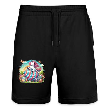 Easter Happy Easter Easter Bunny Easter Egg Spring - Stanley/Stella Trainer Unisex Organic Jogging Shorts - black - Front - Nik (191cm) & Marisol (170cm)