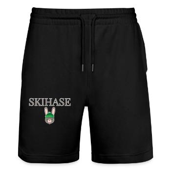 Skihase Winter Hase - Stanley/Stella Unisex Bio Joggingshorts Trainer  - Schwarz - Vorne - Nik (191cm) & Marisol (170cm)