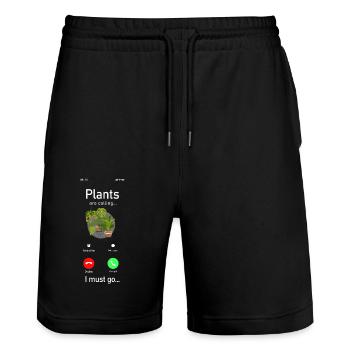 Plant Lover Gardening Monstera - Stanley/Stella Trainer Unisex Organic Jogging Shorts - black - Front - Nik (191cm) & Marisol (170cm)